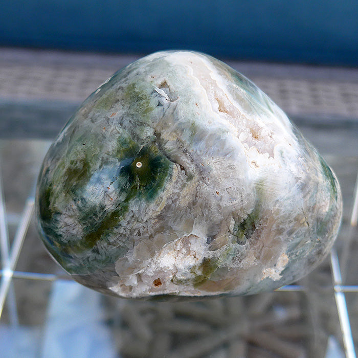 Ivory Earth Toned Swirl Ocean Jasper Egg with Druzy Windows