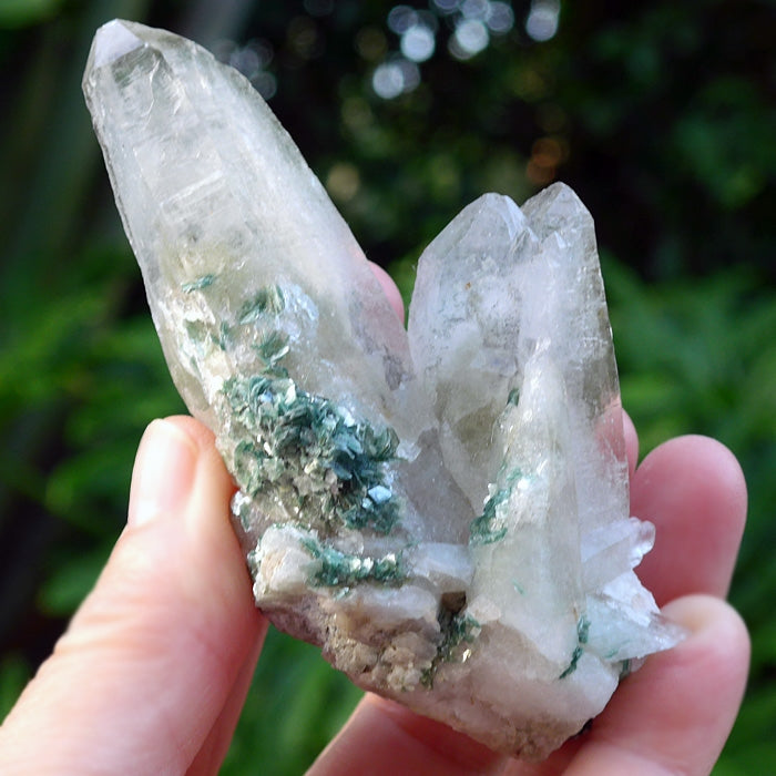 Gorgeous Triple Point Quartz with Fuschite and Rutile