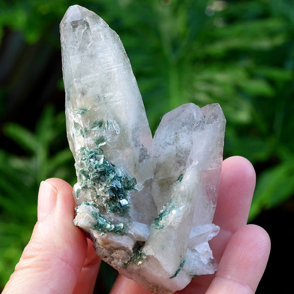 Gorgeous Triple Point Quartz with Fuschite and Rutile