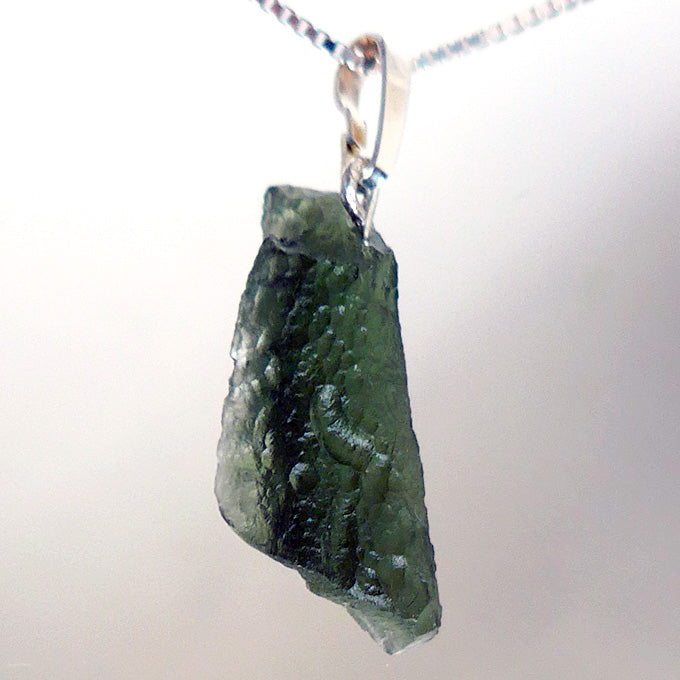 Unpolished Trapezoidal Moldavite Pendant