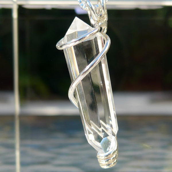 Water Clear Mini Kabbalistic Crystal Pendant Wand